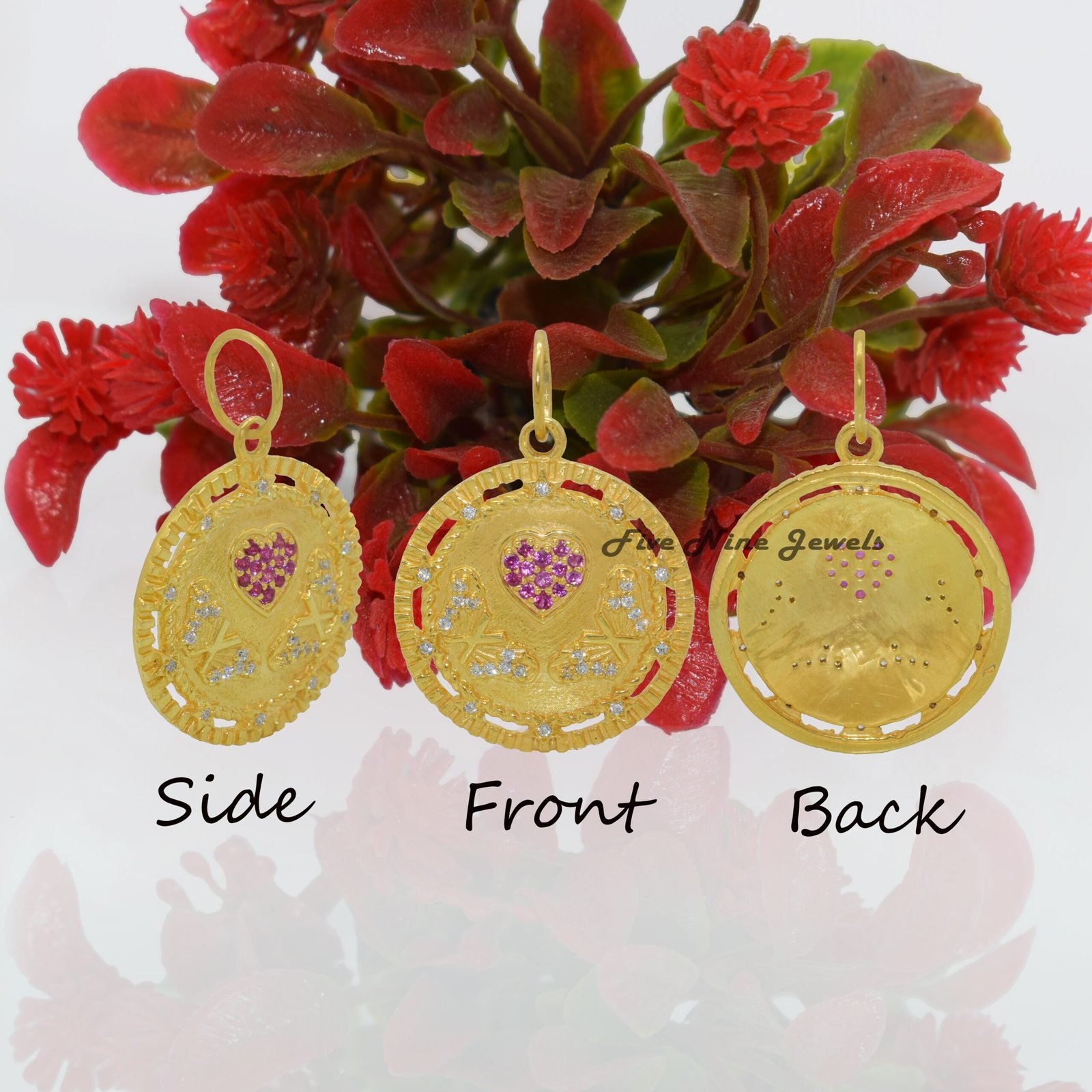 Heart Butterfly Disc Pendant